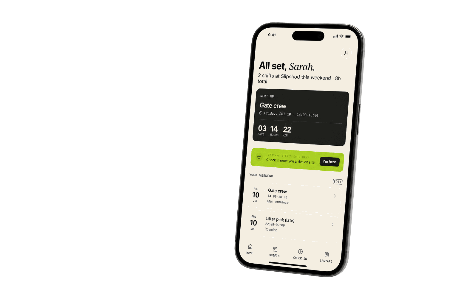 Lanyard volunteer app — All set, Sarah.