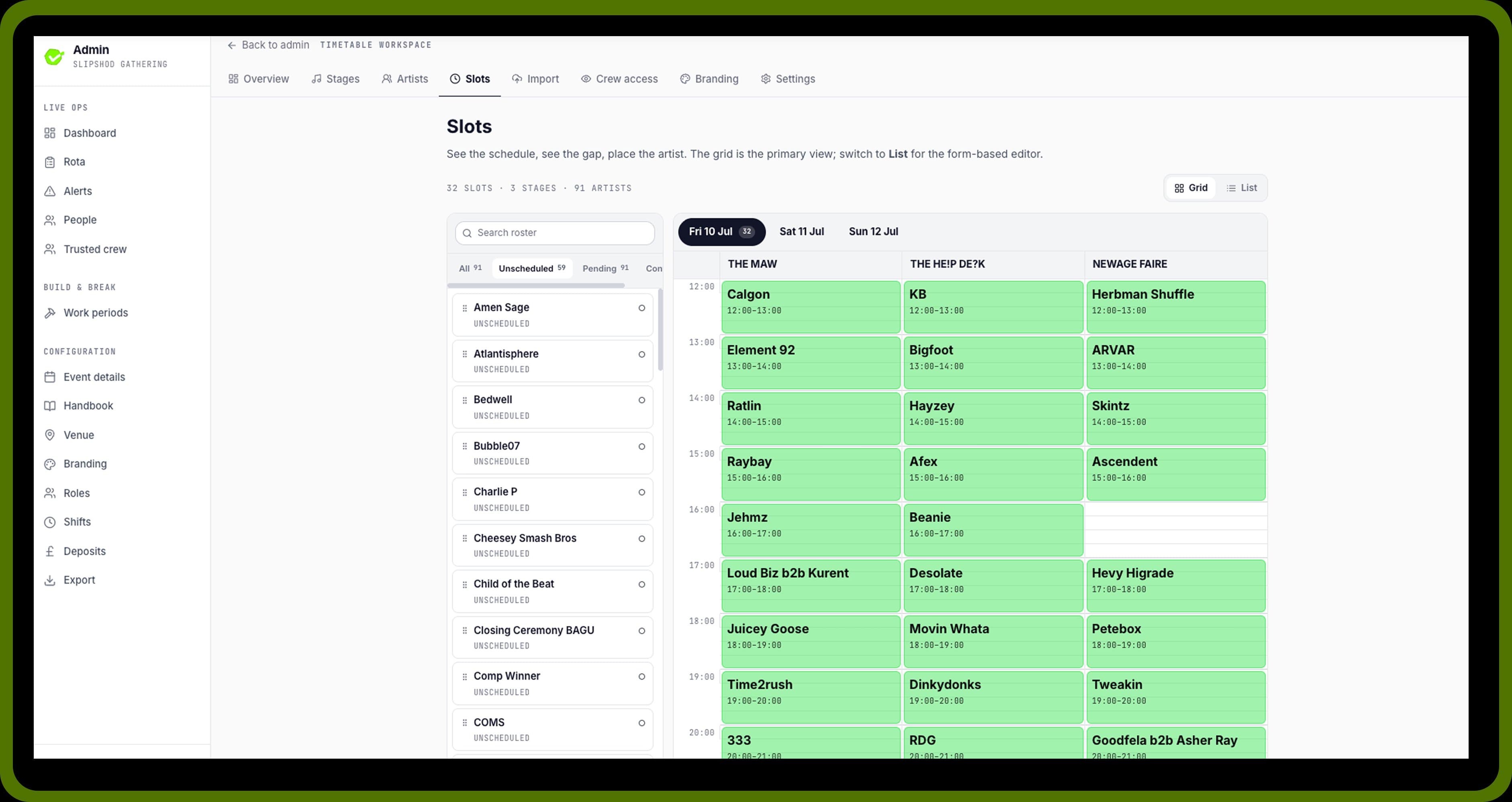 Lanyard Timetable — schedule builder