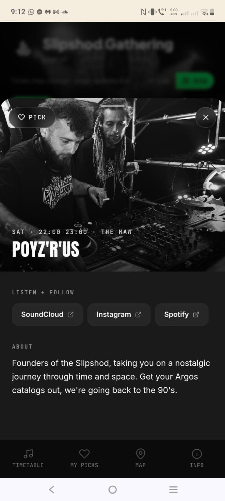 A public artist page as it appears on a phone