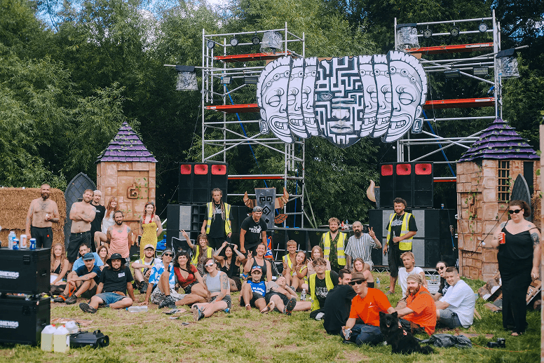 Festival volunteers gathered together